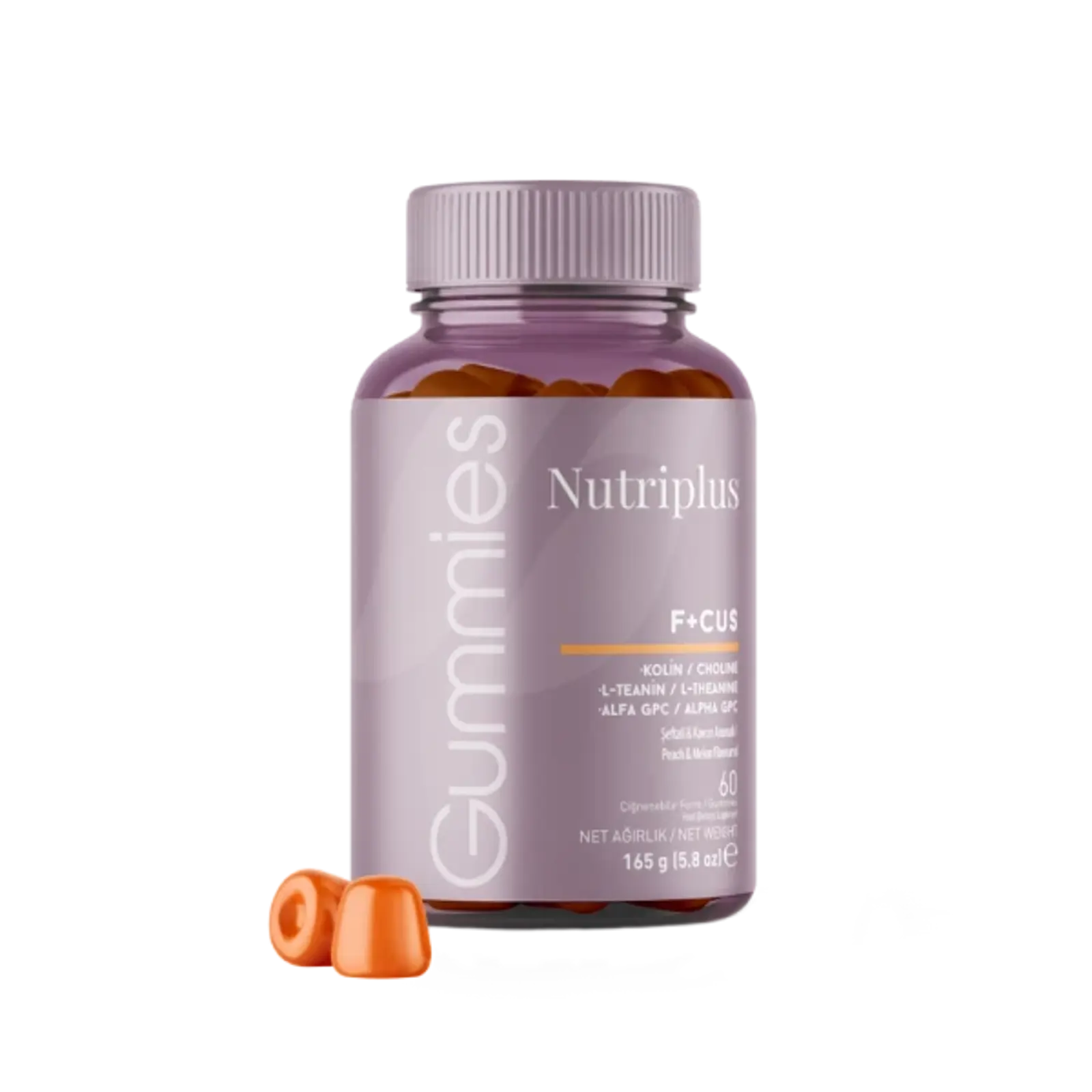 1001639_400.webp Nutriplus Focus Gummy Şeftali Aromalı 60 Adet - Görsel 1